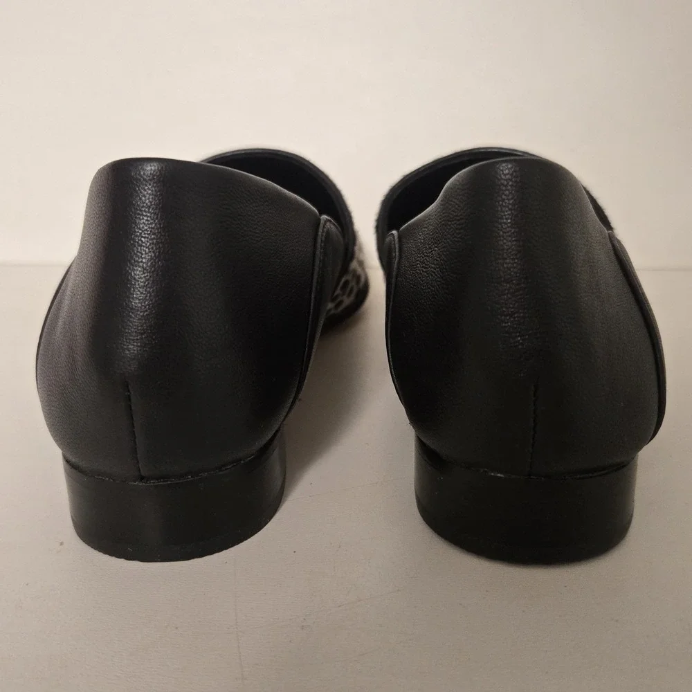 Clarks Pure Tone Women's Size 8 M Black White Leather Flat Comfort Loafers